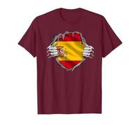 Divertido España Bandera País Europa Camiseta, Hombre, Granate, S