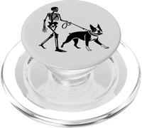 Divertido Esqueleto de Halloween Caminando Boston Terrier Amante de los Perros PopSockets PopGrip para MagSafe