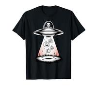 Divertido Esqueleto OVNI de Halloween Que emite Calabazas Vintage Camiseta