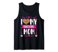 Divertido Estampado de Corazones de Leopardo para el Día de la Madre con Texto «I Love My Awesome Mom» Camiseta sin Mangas