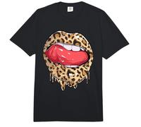 Divertido Estampado de Guepardo de Leopardo Dripping Lips Kiss Comfort Colors Adult Heavyweight T-Shirt