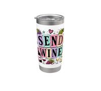 Divertido estilo álbum de recortes para mujeres que beben, humor, amante del vino Vaso térmico de acero inoxidable de doble pared