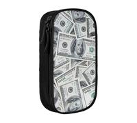 Divertido estuche con estampado de dinero en dólares, práctico estuche multicompartimento, oficina, viajes, escuela, arte, suministros diarios, Black, Talla única, Bolsillo para el paquete