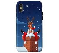 Divertido Estuche navideño de Renos y Papá Noel para Humor Carcasa para iPhone X/XS