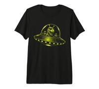 Divertido Extranjero T-Rex OVNI Nave Espacial Sci Fi Dino Camiseta Premium