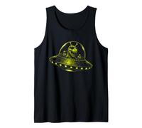 Divertido Extranjero T-Rex OVNI Nave Espacial Sci Fi Dino Camiseta sin Mangas