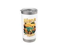 Divertido extraterrestre OVNI Aliens Our Friends Beach Saucer Vaso térmico de acero inoxidable de doble pared