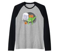Divertido Fantasma T Rex Dinosaurio Halloween Boo Boys Calabaza Camiseta Manga Raglan