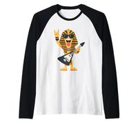 Divertido faraón Rock música Guitarrista diseño de Dibujos Animados Camiseta Manga Raglan