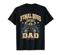 Divertido Final Boss Raccoon Dad Diseño De Videojuegos Camiseta
