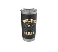 Divertido Final Boss Raccoon Dad Diseño De Videojuegos Vaso térmico de acero inoxidable de doble pared