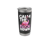 Divertido Flamingo Calma El Rebaño Abajo Playa Tropical Vacaciones Vaso térmico de acero inoxidable de doble pared