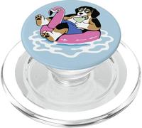 Divertido Flotador de Piscina Beagle Flamingo Summer Party Vibes PopSockets PopGrip para MagSafe