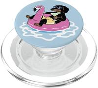 Divertido Flotador de Piscina Dachshund Flamingo Summer Party Vibes PopSockets PopGrip para MagSafe