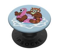 Divertido Flotador de Piscina de Panda Rojo, Flamenco, Fiesta de Verano PopSockets PopGrip Adhesivo