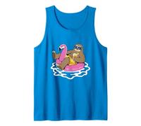 Divertido Flotador de Piscina de Perezoso Flamenco para Fiesta de Verano Camiseta sin Mangas