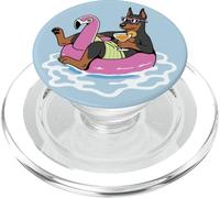 Divertido Flotador de Piscina Doberman Flamingo Summer Party Vibes PopSockets PopGrip para MagSafe