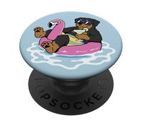 Divertido Flotador de Piscina Rottweiler Flamingo Summer Party Vibes PopSockets PopGrip Adhesivo
