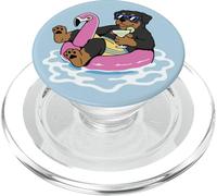 Divertido Flotador de Piscina Rottweiler Flamingo Summer Party Vibes PopSockets PopGrip para MagSafe