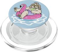 Divertido Flotador de Piscina Shih Tzu Flamingo Summer Party Vibes PopSockets PopGrip para MagSafe