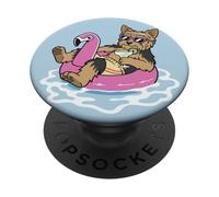 Divertido Flotador de Piscina Yorkshire Flamingo Summer Party Vibes PopSockets PopGrip Adhesivo