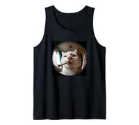 Divertido Fumador Gato Puerta Mirador De Ojo De Pez Lente Gatito Meme Camiseta sin Mangas