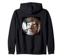 Divertido Fumador Gato Puerta Mirador De Ojo De Pez Lente Gatito Meme Sudadera con Capucha