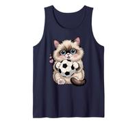 Divertido Fútbol Birman Solo Chica Que Ama Gatos Jugar Princesa Camiseta sin Mangas