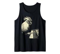 Divertido Gallo Tocando el Piano, músico, Pianista, gráfico Camiseta sin Mangas