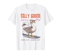 Divertido Ganso Tonto Club de Verano Surfista Pájaro Suns Fuera Bocina Camiseta
