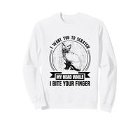 Divertido Gatito Gato rasca mi Cabeza Mientras muerde tu Dedo Gato Sudadera