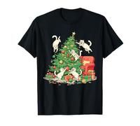 Divertido Gato árbol de Navidad Caos Festivo Arte Festivo Camiseta