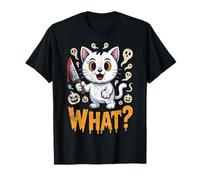 Divertido Gato Asesino Black Kitty Asesino con Cuchillo Halloween Camiseta