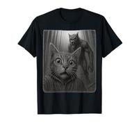 Divertido Gato asustado Tomando un Selfie con Cryptid Wolfman Camiseta