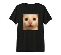 Divertido Gato Blanco Sorprendido Gato Borroso Meme Camiseta Premium