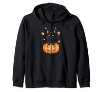 Divertido Gato Calabaza de Halloween Jack O Lantern Kitten Sudadera con Capucha