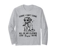 Divertido Gato con Bufanda y Gafas Sorry I Can't Come ... Manga Larga