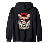 Divertido Gato con Gafas de corazón Sudadera con Capucha