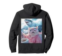Divertido Gato con Gafas de Sol en Barco Tiburón Weirdcore Sudadera con Capucha