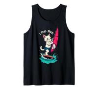 Divertido gato de dibujos animados como windsurfista - I FEEL FREE 1 Camiseta sin Mangas
