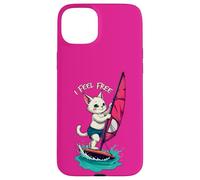 Divertido gato de dibujos animados como windsurfista - I FEEL FREE 1 Carcasa para iPhone 15 Plus