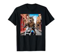 Divertido Gato Dedo Gato Montando Una Motocicleta Am Camiseta