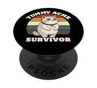 Divertido Gato Dolor de estómago Mi Barriga Duele Dolor de Barriga Sobreviviente PopSockets PopGrip Adhesivo