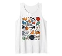 Divertido Gato Doodle Patrón Colorido Amante De Las Mascotas Camiseta sin Mangas