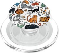 Divertido Gato Doodle Patrón Colorido Amante De Las Mascotas PopSockets PopGrip para MagSafe