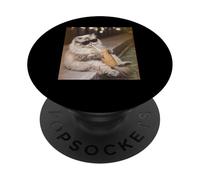 Divertido Gato Esponjoso Bebiendo Café Helado Meme Divertido PopSockets PopGrip Adhesivo