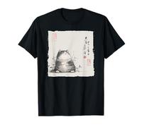 Divertido gato gordo japonés Zen Buddha Chonky Cat Pintura Camiseta