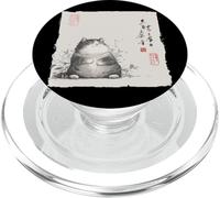 Divertido gato gordo japonés Zen Buddha Chonky Cat Pintura PopSockets PopGrip para MagSafe