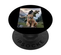 Divertido Gato Gorila Dinosaurio UFO Meme Humor Absurdo Escena PopSockets PopGrip Adhesivo