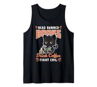 Divertido Gato Leer Libro Prohibido Beber Café Luchar Camiseta sin Mangas